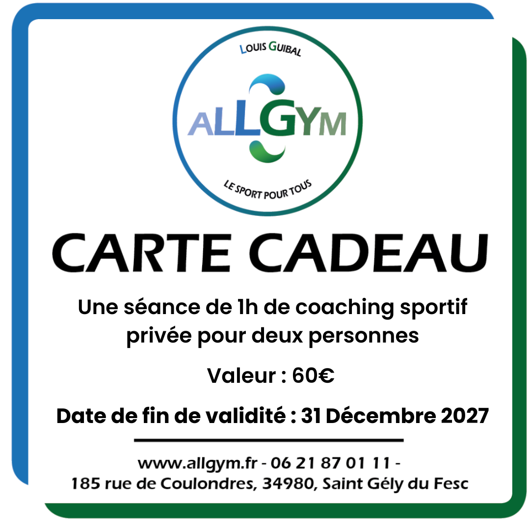 Carte cadeaux coaching sportif 60€