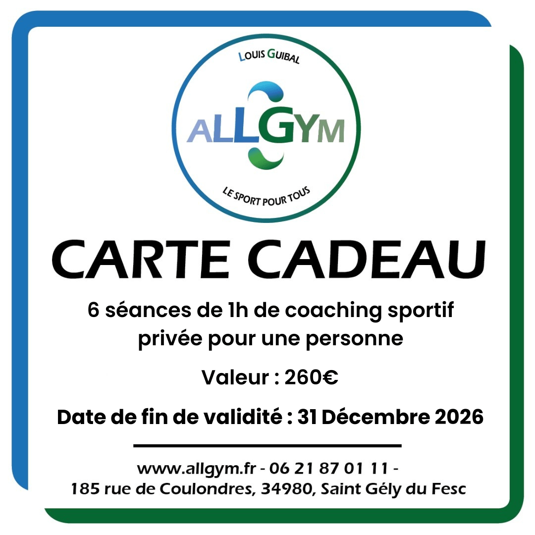 6 séances de coaching sportif pour 1 personne à Allgym